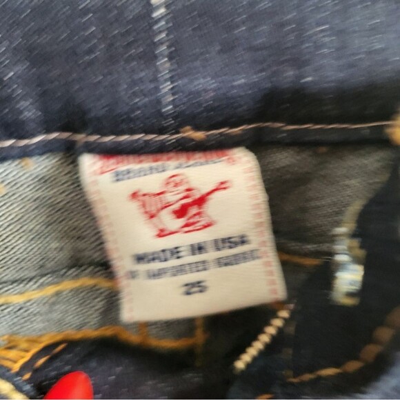 True Religion Skinny Capri Low Rise Y2k 00s Dark Denim Sz 25 Flap Pockets Julie - Picture 7 of 10